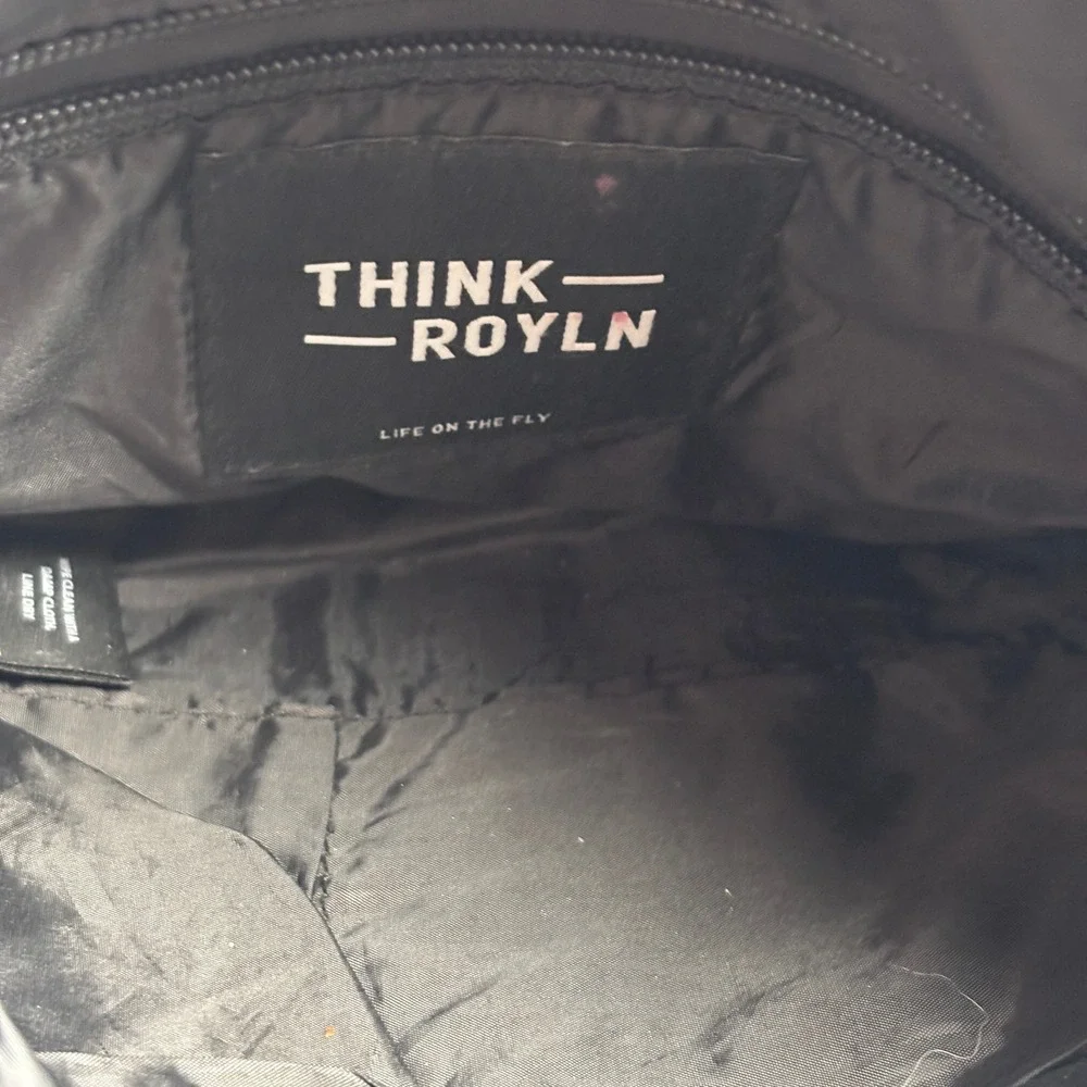 Think Royln Black Quilted Puffer Crossbody Bag Striped Messenger Bag